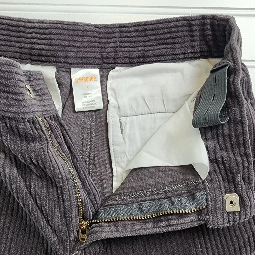 Gymboree Boys Gray‎ Corduroy Pants Size 8 Adjustable Waist Soft Feel Casual